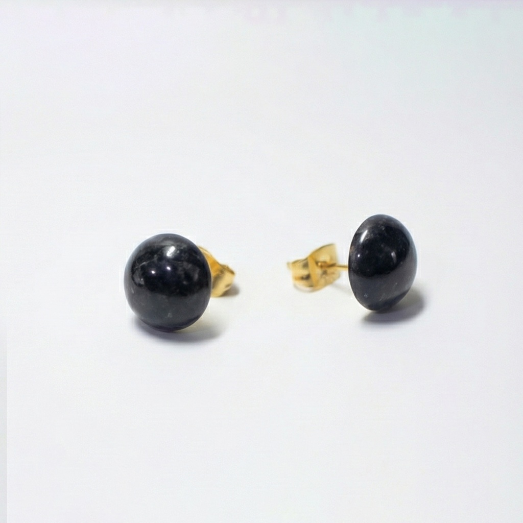 推し色★推し誕生石(5月)★ 天然石 ブラックジェダイトの一粒ピアス【サージカルステンレス 金属アレルギー対応】