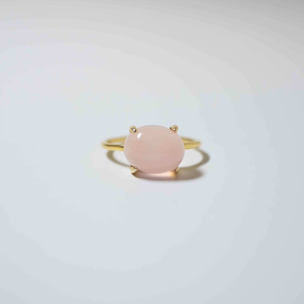 推し色★ 天然石 宝石質ピンクカルセドニーのリング【フリーサイズ】18KGP S925