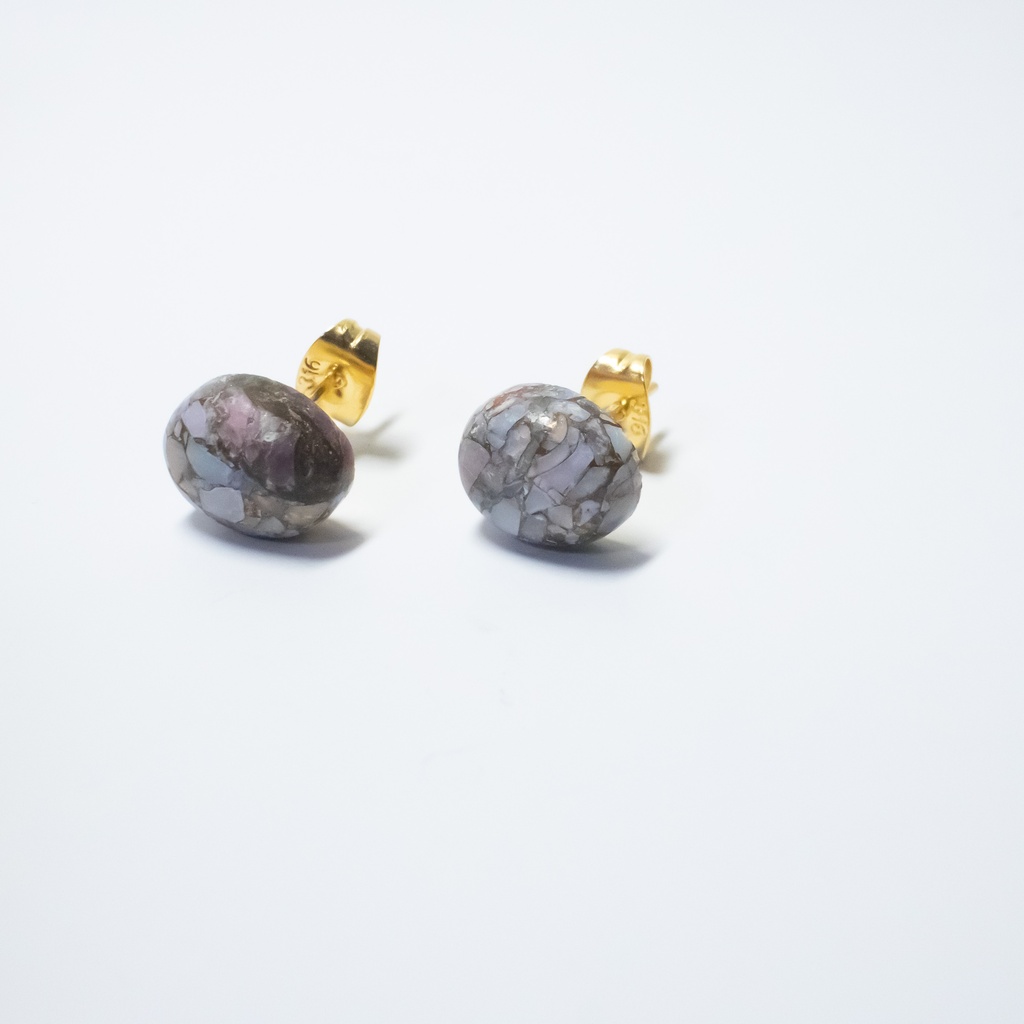 推し誕生石★ 天然石 コッパーオパールの一粒ピアス【サージカルステンレス 金属アレルギー対応】
