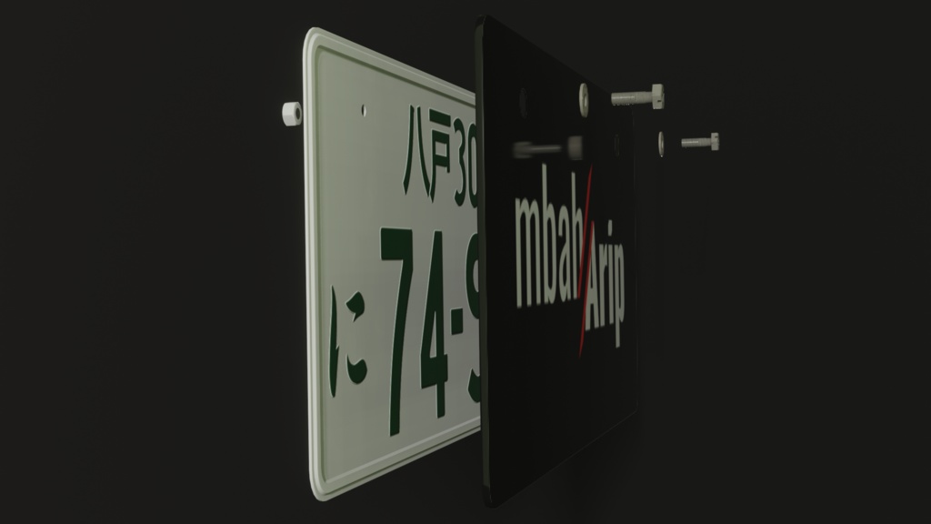 【3Dモデル】車ナンバープレート(FBX・OBJ・Blend)