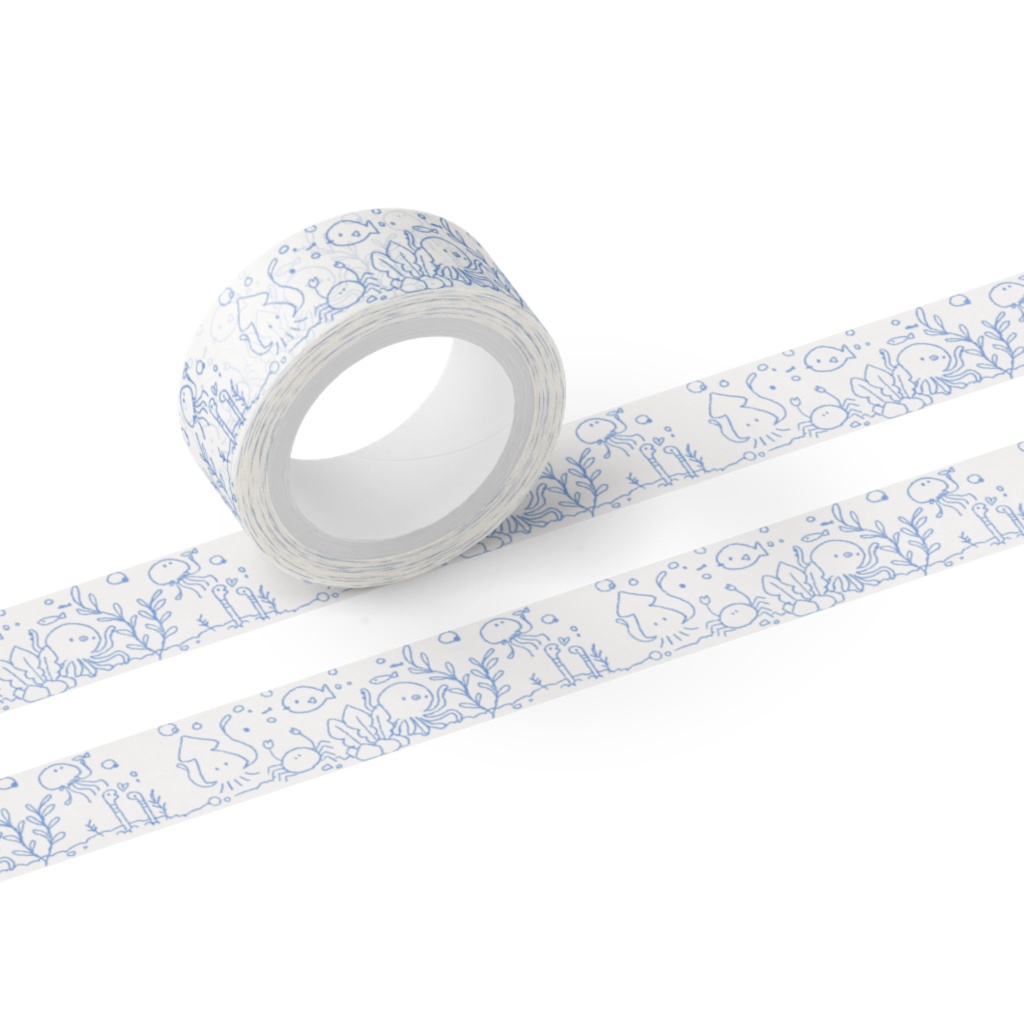 【マスキングテープ×幅15mm】うみのいきもの_青