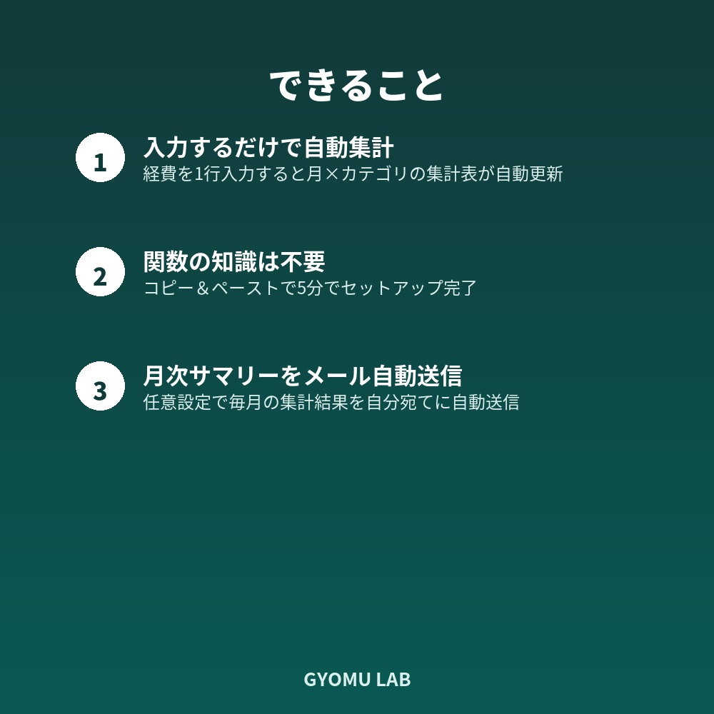 経費入力するだけで自動集計|Googleスプレッドシート経費精算テンプレート(GAS)