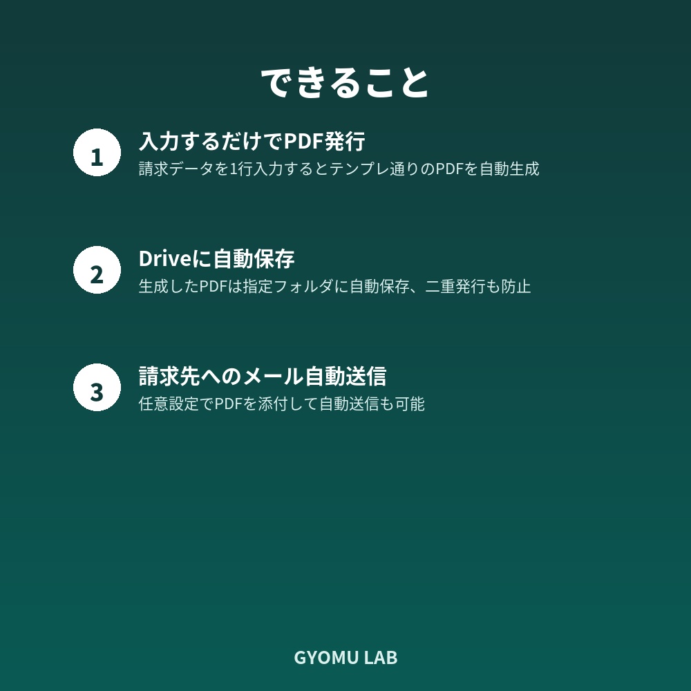 入力するだけで請求書PDF自動発行|Googleスプレッドシート×ドキュメント連携テンプレート(GAS)
