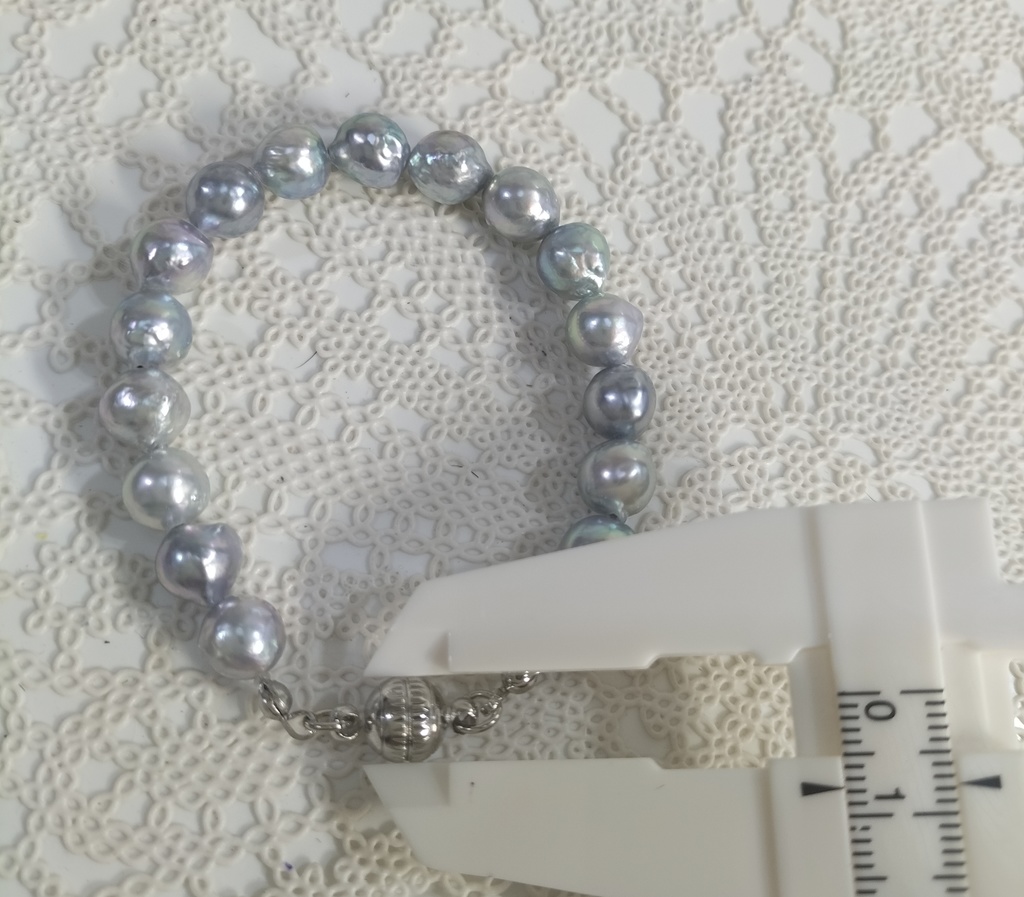 あこや真珠(日本産)のナチュラルグレーカラー珠のマグネット式ブレスレット