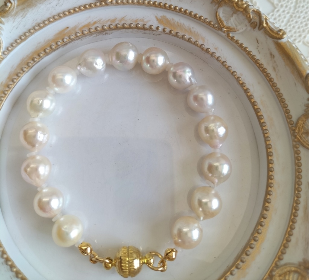 あこや真珠(日本産)のマグネット式ブレスレット