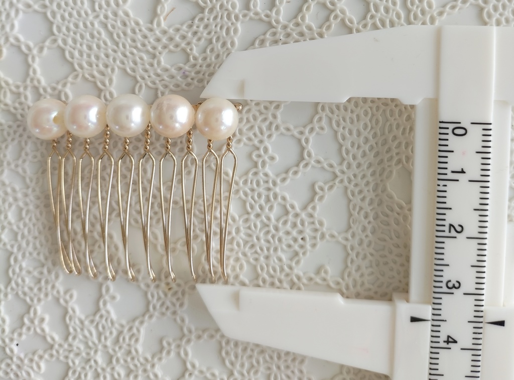 日本産あこや本真珠(宇和島産)のヘアコーム10本足