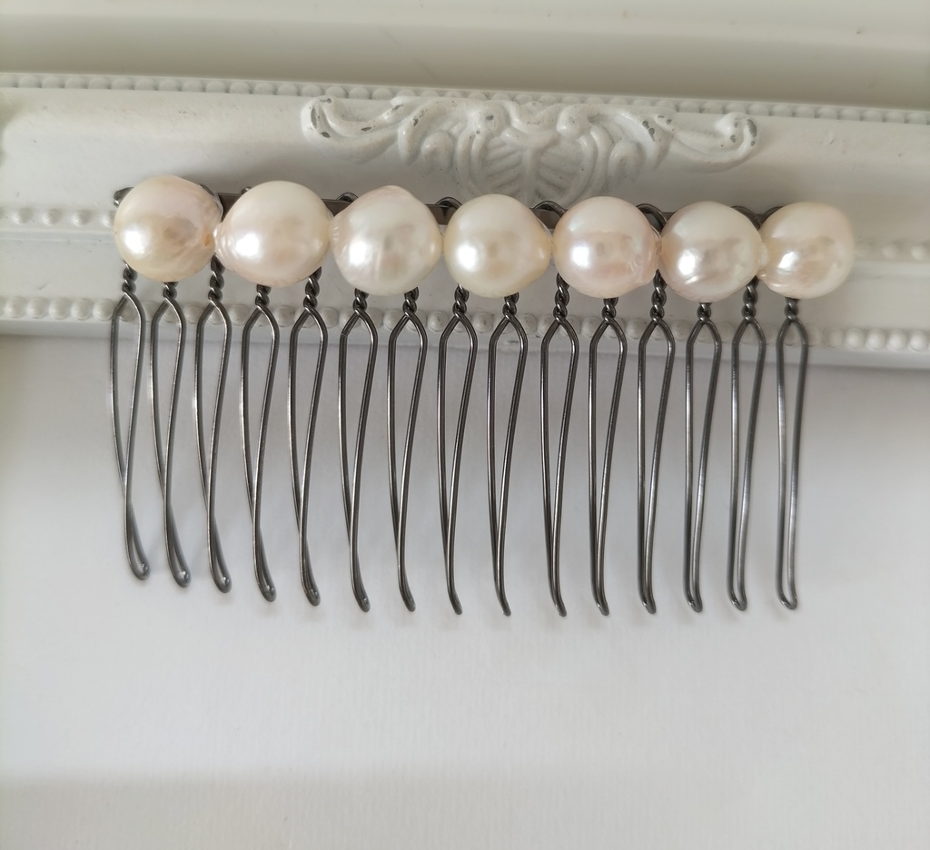 日本産あこや本真珠のヘアコーム15本足