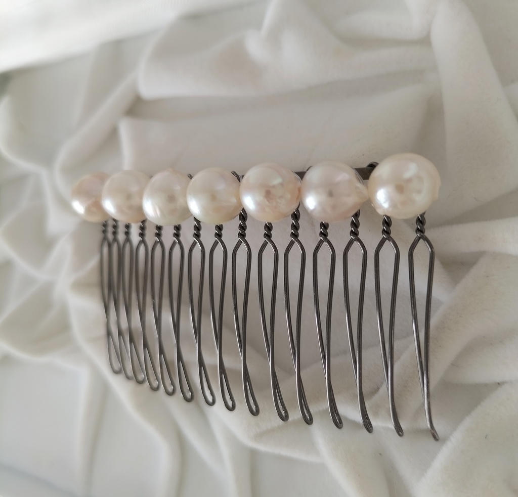 日本産あこや本真珠のヘアコーム15本足