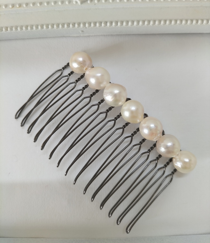 日本産あこや本真珠のヘアコーム15本足