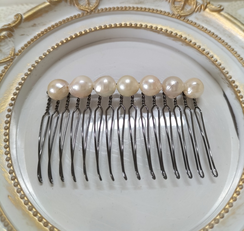 日本産あこや本真珠のヘアコーム15本足