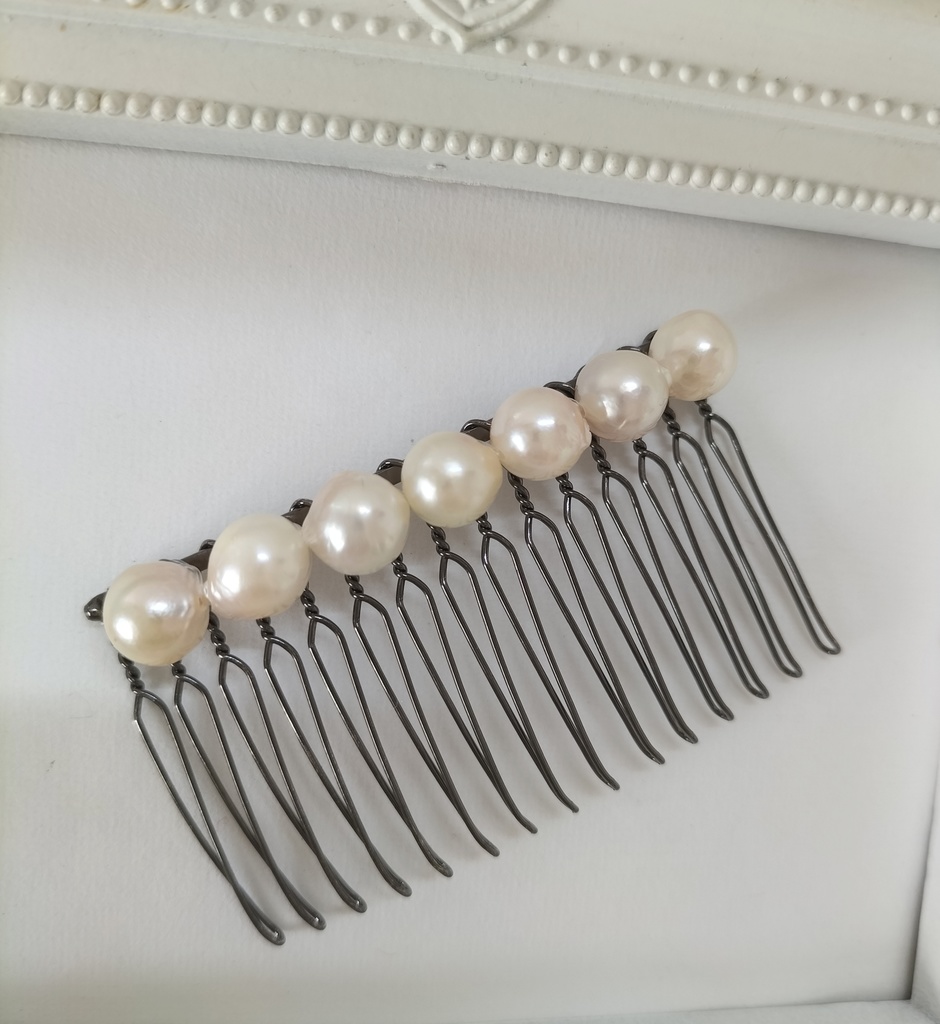 日本産あこや本真珠のヘアコーム15本足