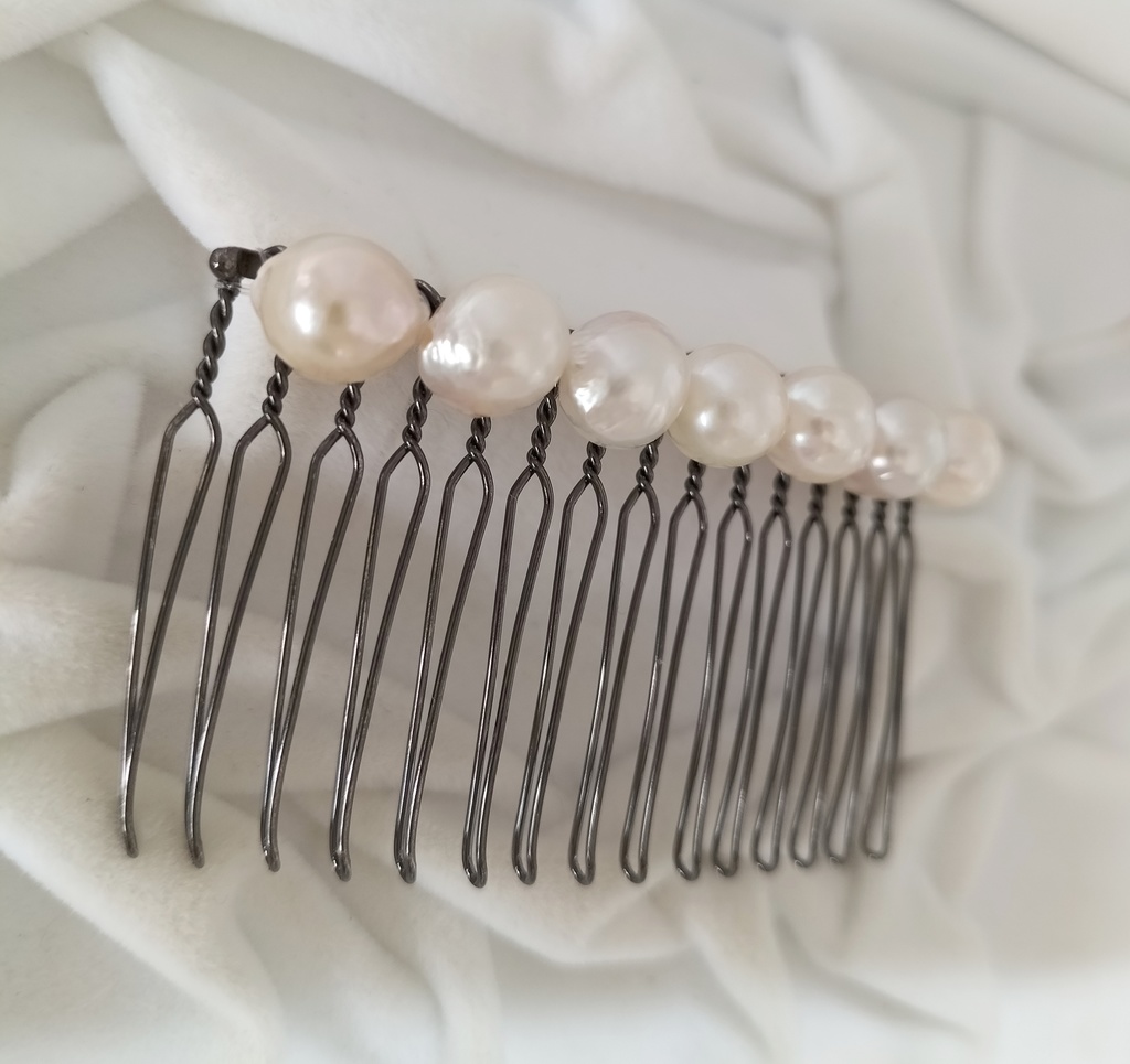 日本産あこや本真珠のヘアコーム15本足