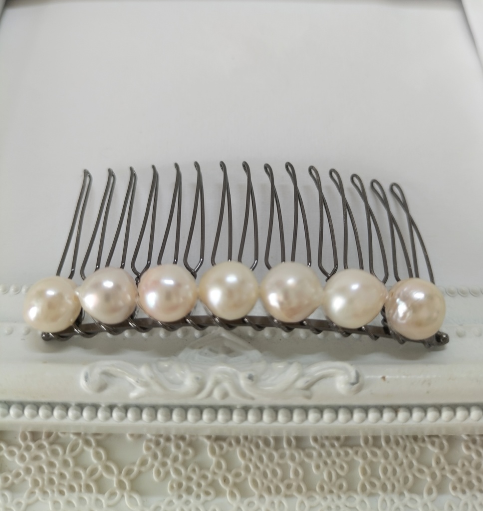 日本産あこや本真珠のヘアコーム15本足
