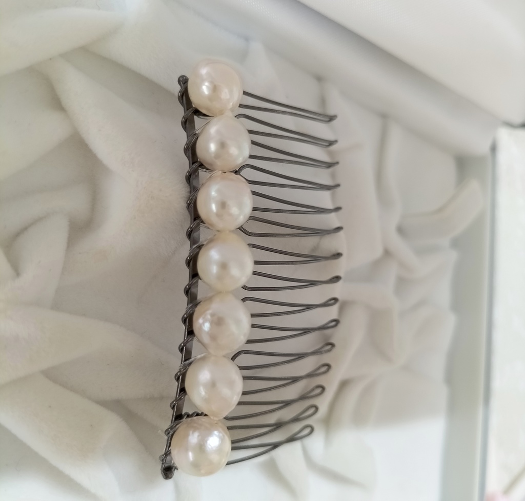 日本産あこや本真珠のヘアコーム15本足