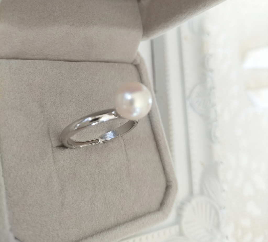 日本産あこや本真珠(宇和島産)のリング(フリーサイズ)