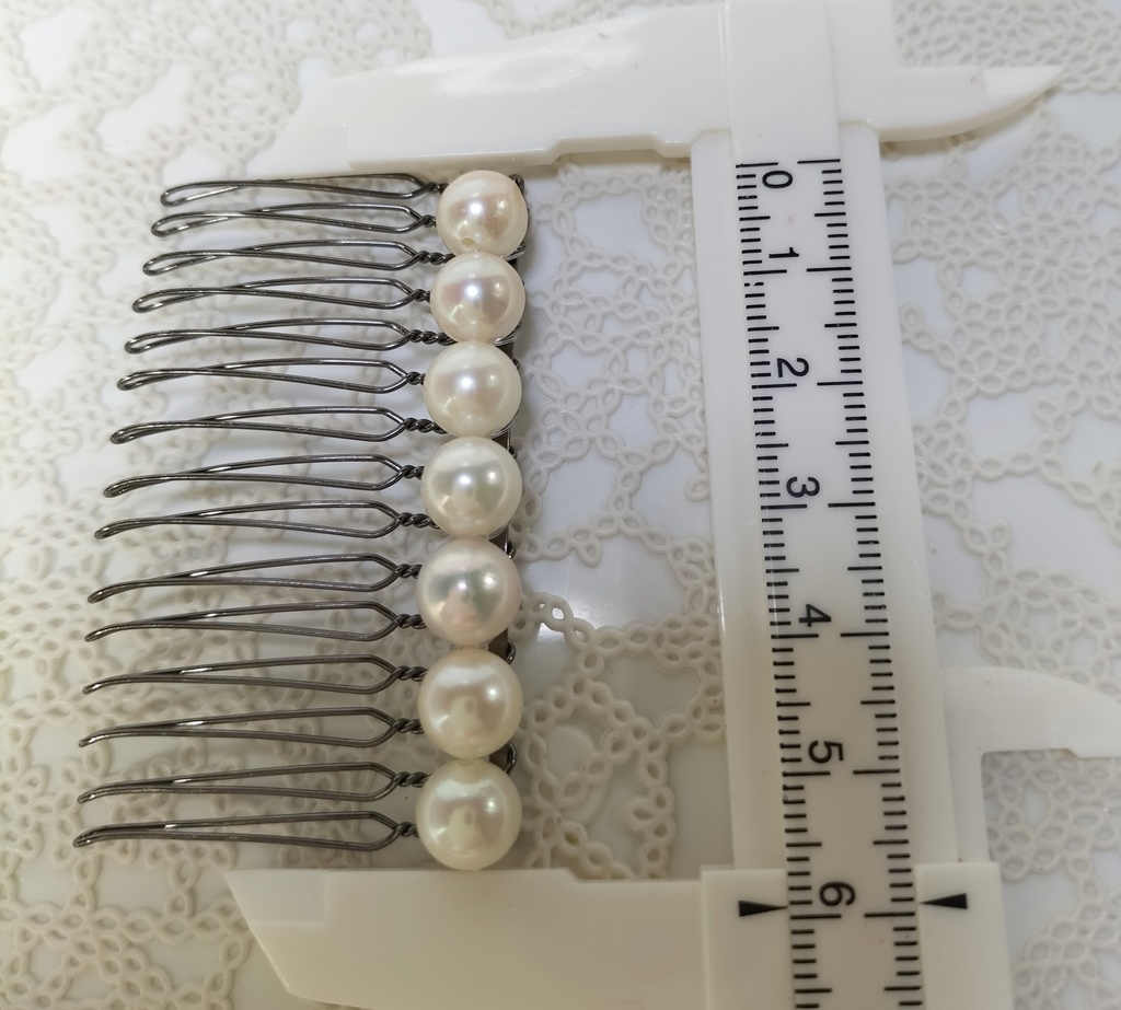 あこや本真珠(宇和島産)のヘアコーム15本足