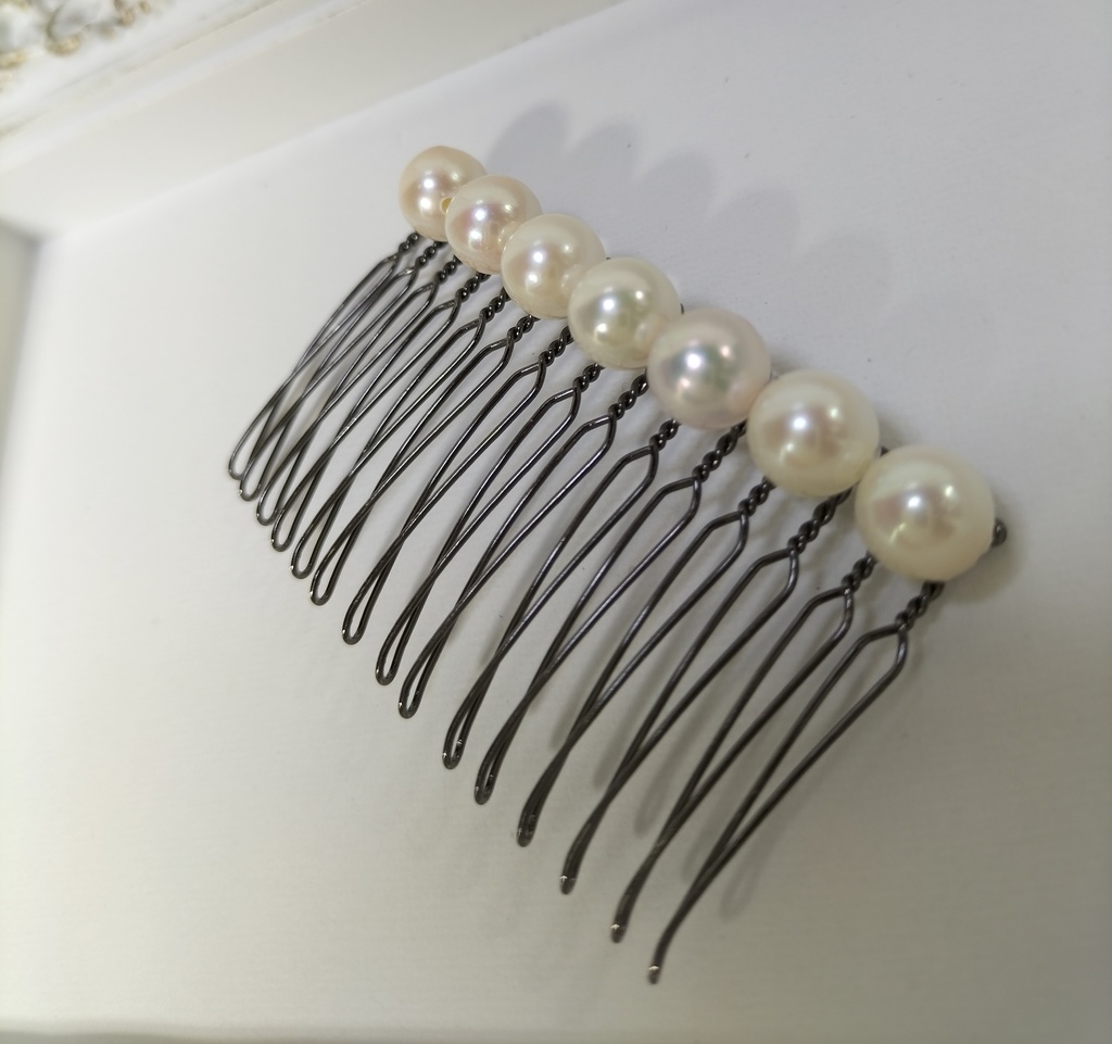 あこや本真珠(宇和島産)のヘアコーム15本足