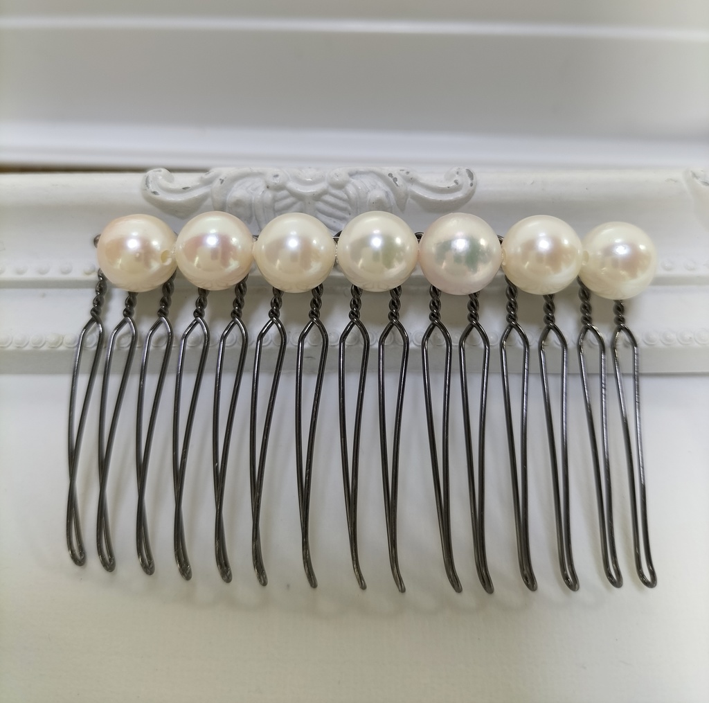 あこや本真珠(宇和島産)のヘアコーム15本足