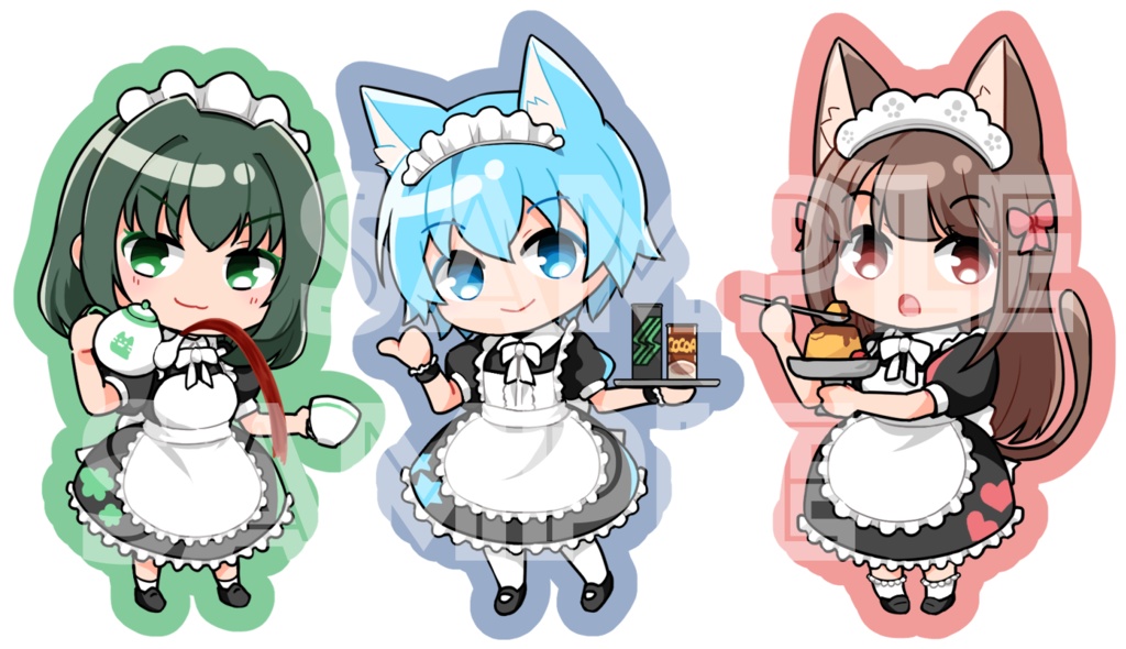 しゅいろママ・村上さん・藍ちゃん メイド服アクリルスタンド