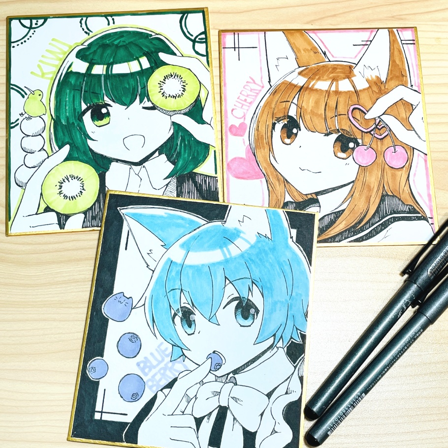 手描きアナログ色紙