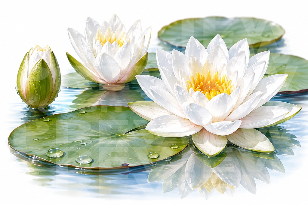 【PNG透過素材】蓮の花の水彩 54点