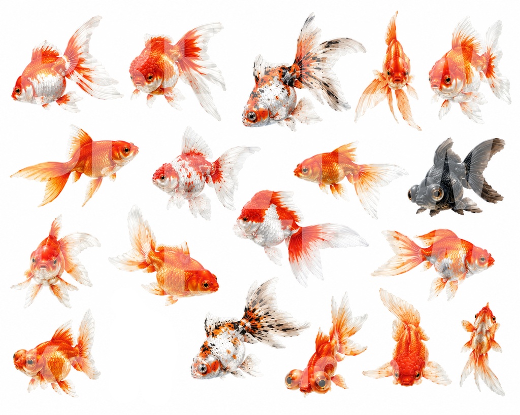 【商用利用可】金魚の水彩素材集 52点