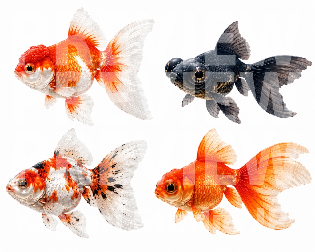 【商用利用可】金魚の水彩素材集 52点