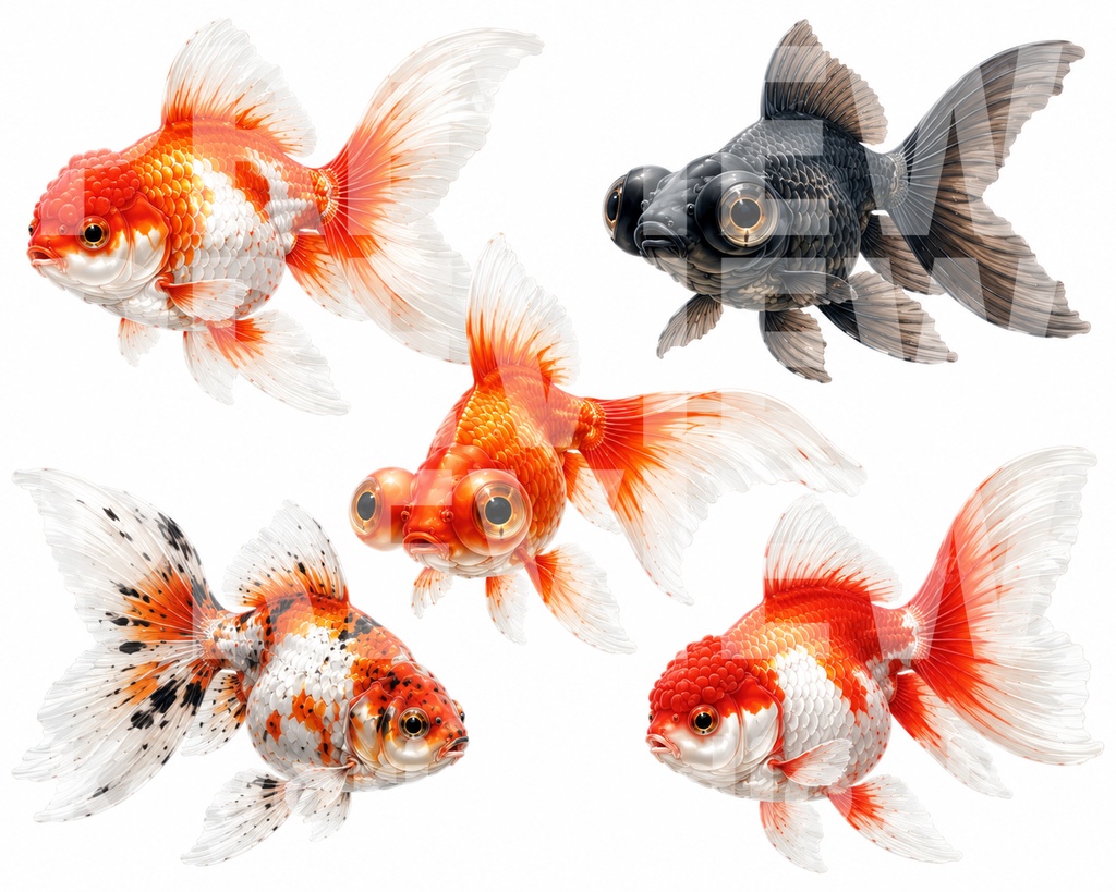 【商用利用可】金魚の水彩素材集 52点