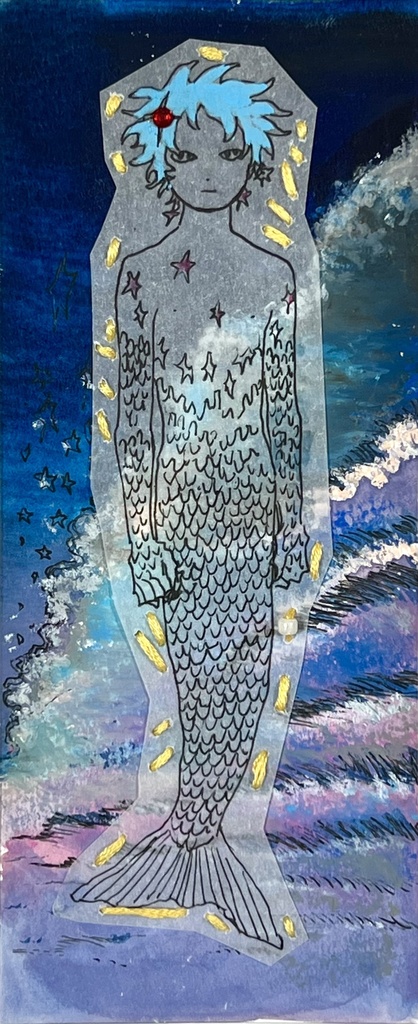 イラスト原画カード(夜の海)