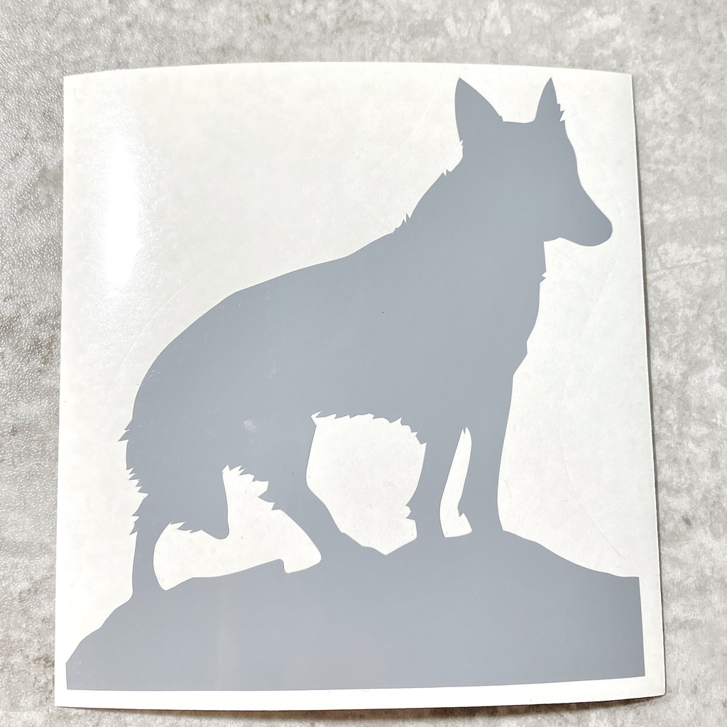 ① 狼 シルエット ステッカー (グレー) カッティングステッカー 切抜きステッカー シール 屋外 防水 車 バイク ウルフ