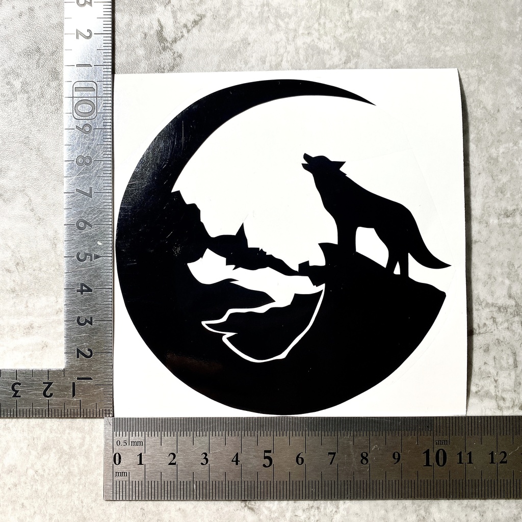 ② 狼 シルエット カッティングステッカー シール 車 バイク 防水 屋外 月 ウルフ おおかみ オオカミ ステッカー