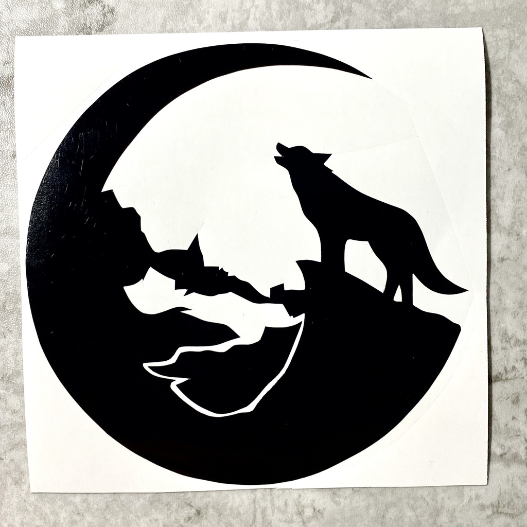 ② 狼 シルエット カッティングステッカー シール 車 バイク 防水 屋外 月 ウルフ おおかみ オオカミ ステッカー
