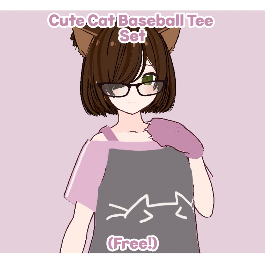 🐈 Cute Cat Baseball Tee Set