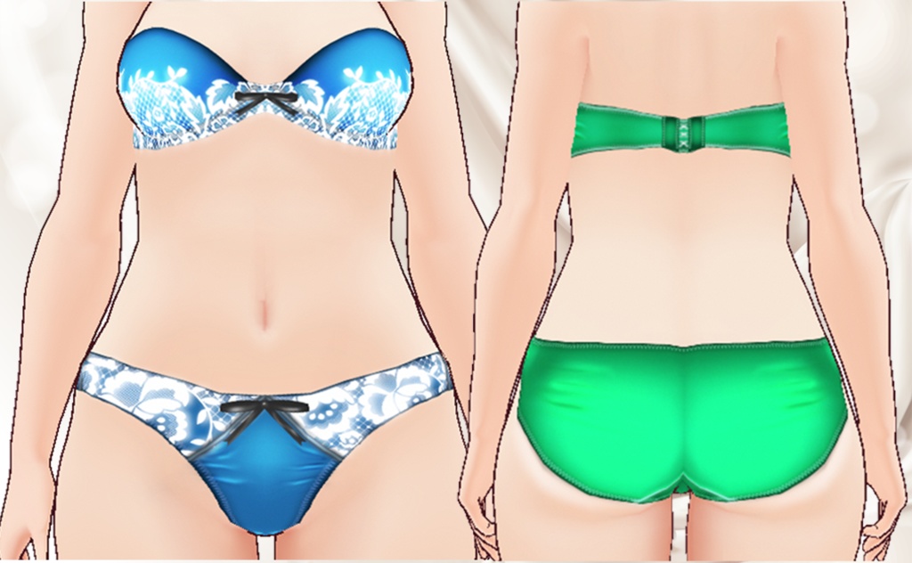 【旧VRoid用】サテンっぽい下着6色セット