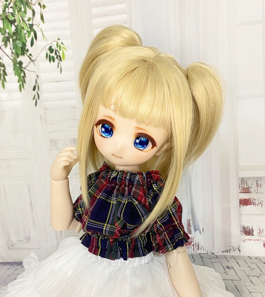 1/4(40cm)サイズ オフショルトップス (チェック柄)