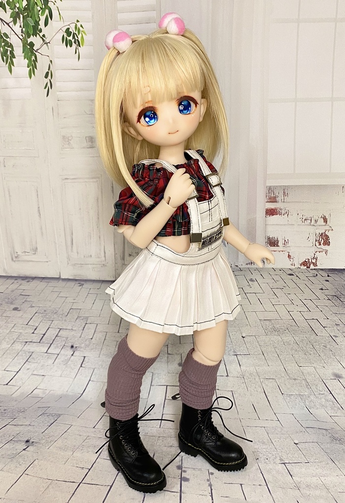 1/4(40cm)サイズ オフショルトップス (チェック柄)