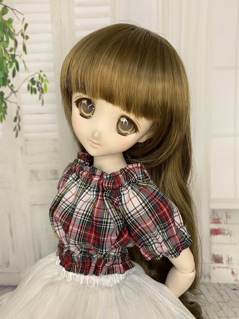 1/4(40cm)サイズ オフショルトップス (チェック柄)