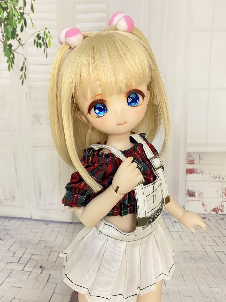 1/4(40cm)サイズ オフショルトップス (チェック柄)