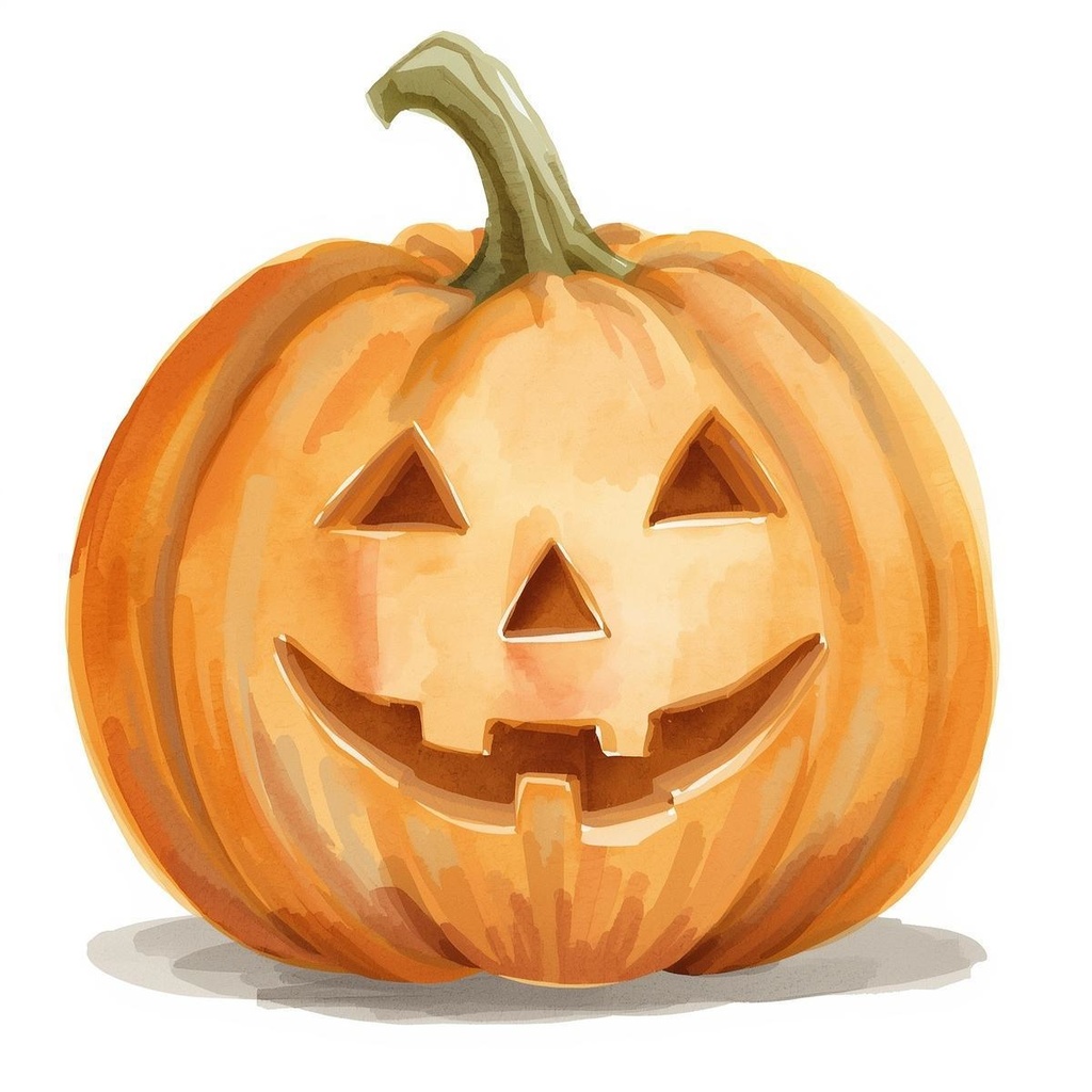 【Canva】水彩風 ハロウィン クリップアートセット1(ブラウン系/全10点)PNG背景透過