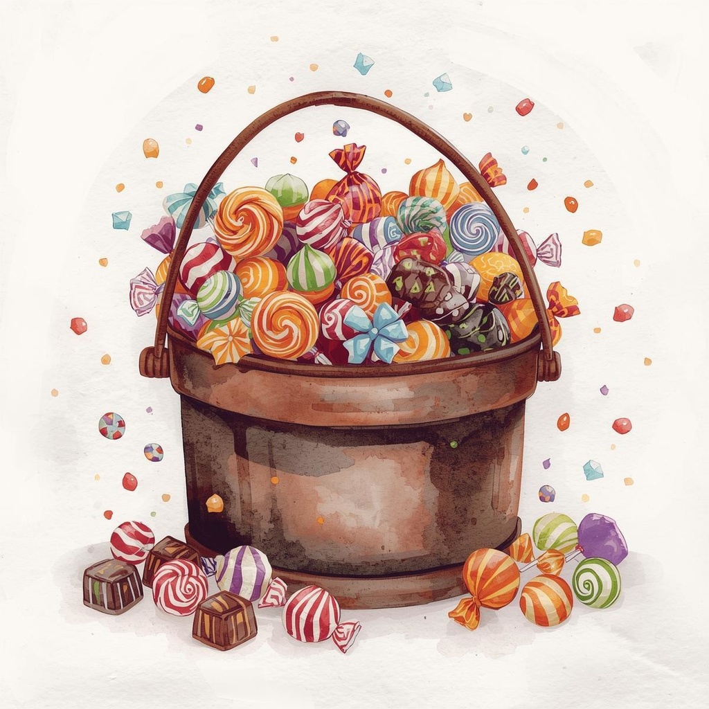 【Canva】水彩風 ハロウィン クリップアートセット1(ブラウン系/全10点)PNG背景透過