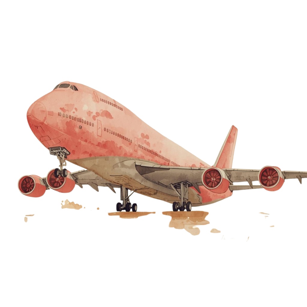 【canva】水彩風旅行アートクリップアートセット(ピンク系/全10種類)PNG背景透過