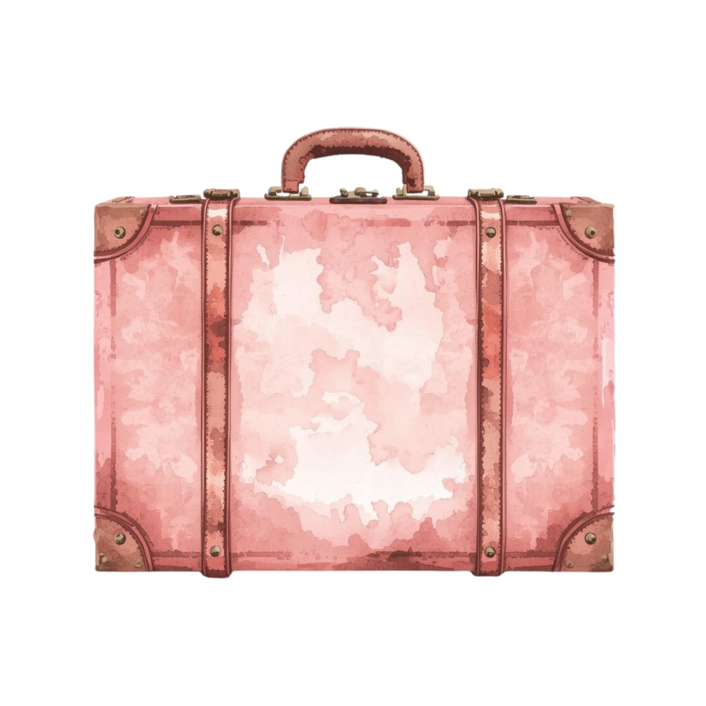 【canva】水彩風旅行アートクリップアートセット(ピンク系/全10種類)PNG背景透過