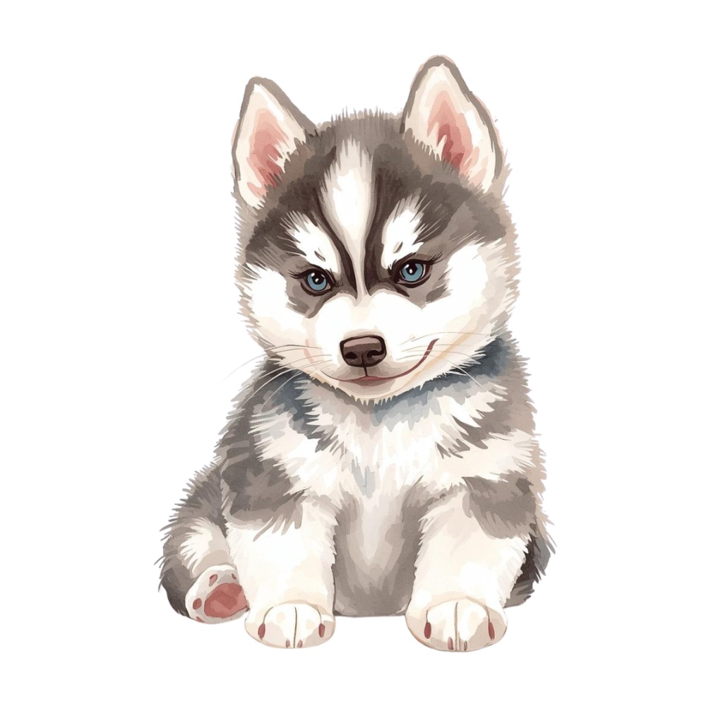 【canva】水彩風・子犬アートクリップアートセット(全10種類)PNG背景透過