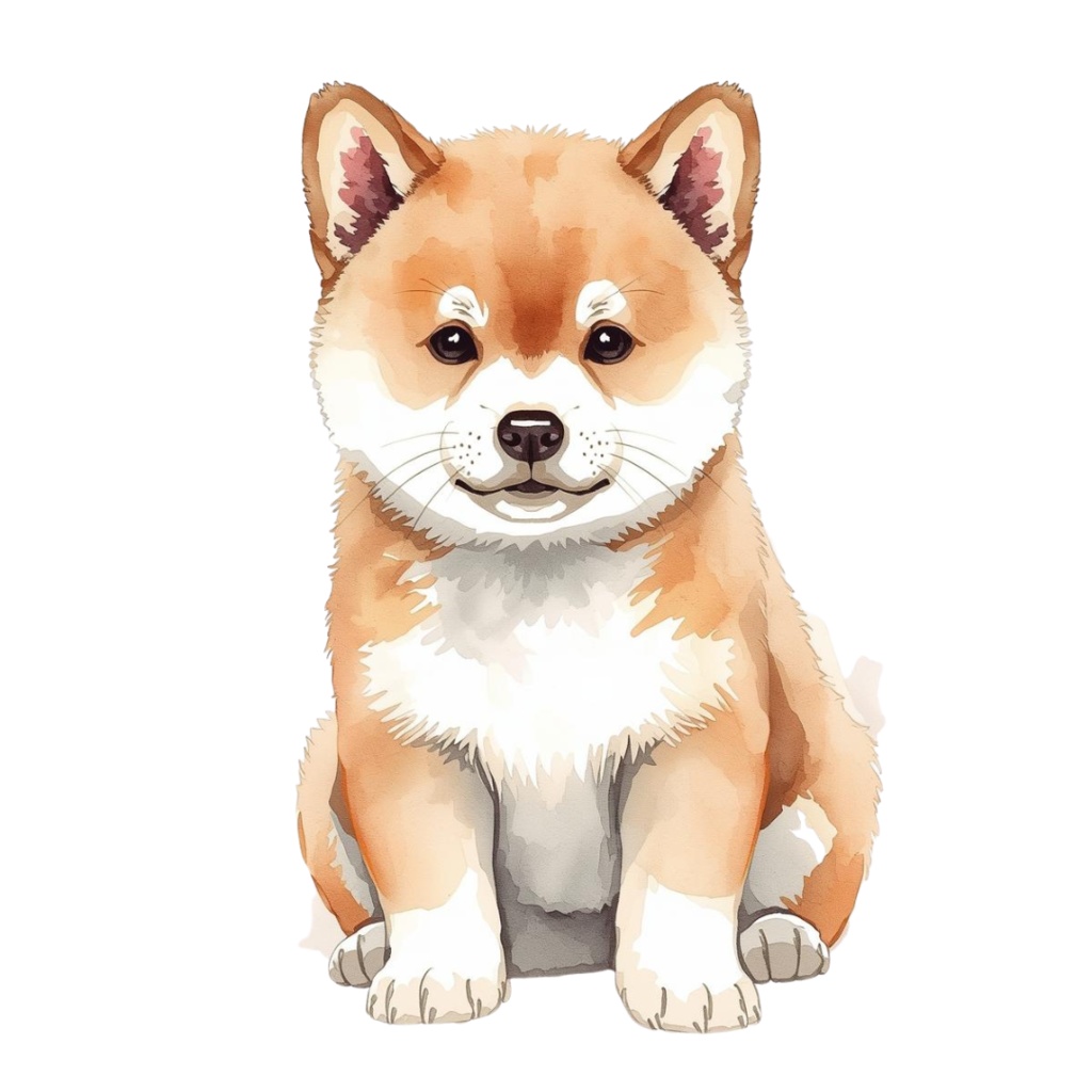 【canva】水彩風・子犬アートクリップアートセット(全10種類)PNG背景透過