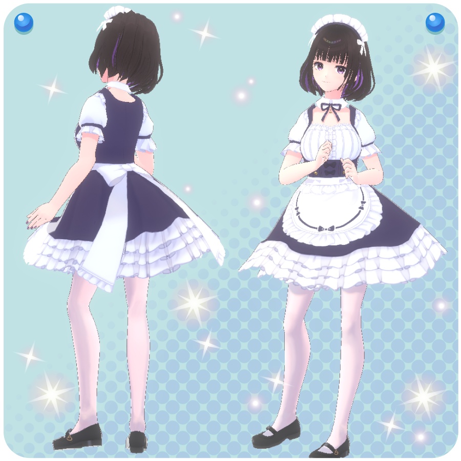 【VRoid用ドレスセット】フリルメイド服(Frilled Maid Outfit)