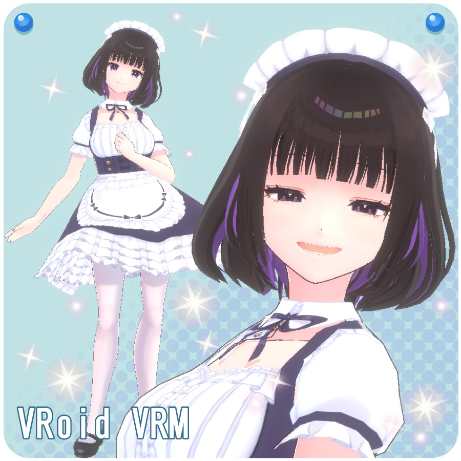 【VroidVRM】フリルメイド ヘアカラー9色付き(Frill Maid with 9 hair colors)