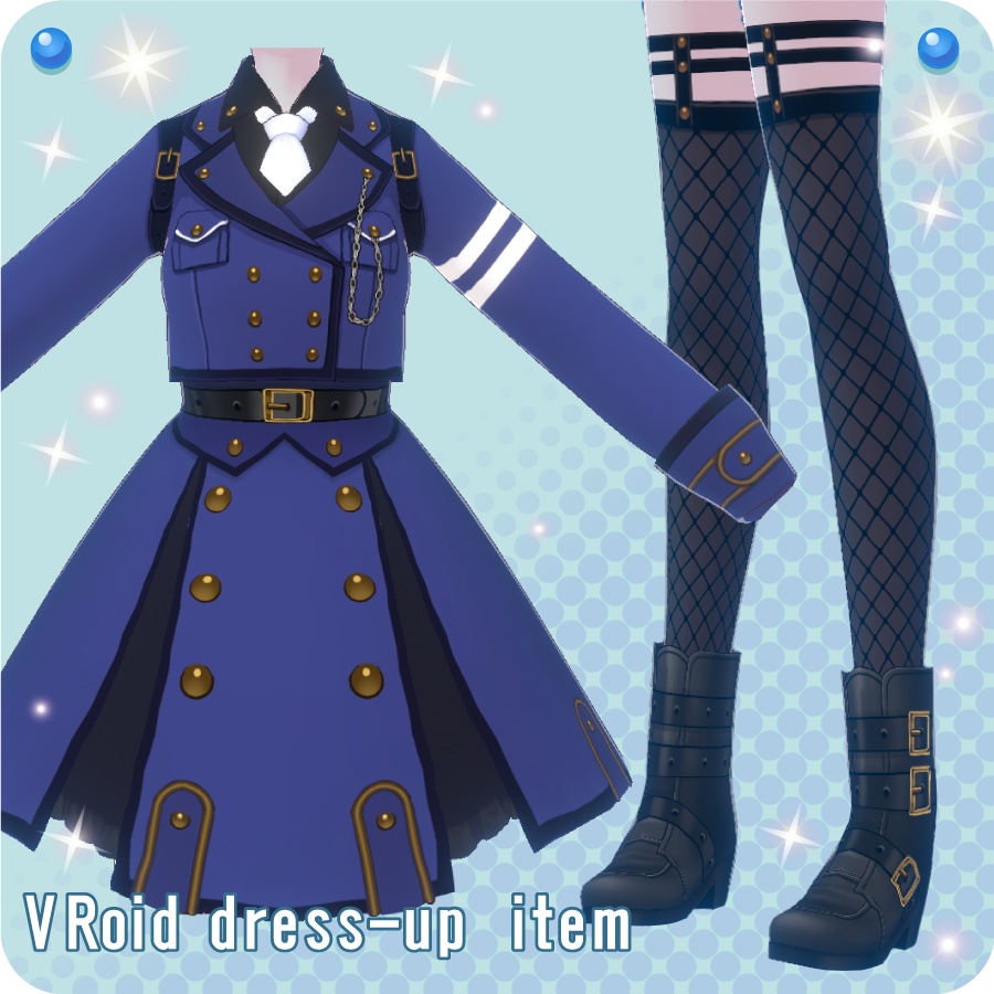 【VRoid用ドレスセット】ミリタリーワンピース(Militarydressclothes)