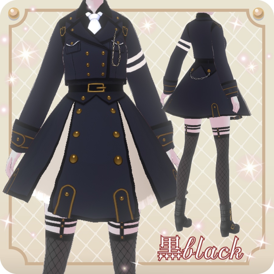 【VRoid用ドレスセット】ミリタリーワンピース(Militarydressclothes)