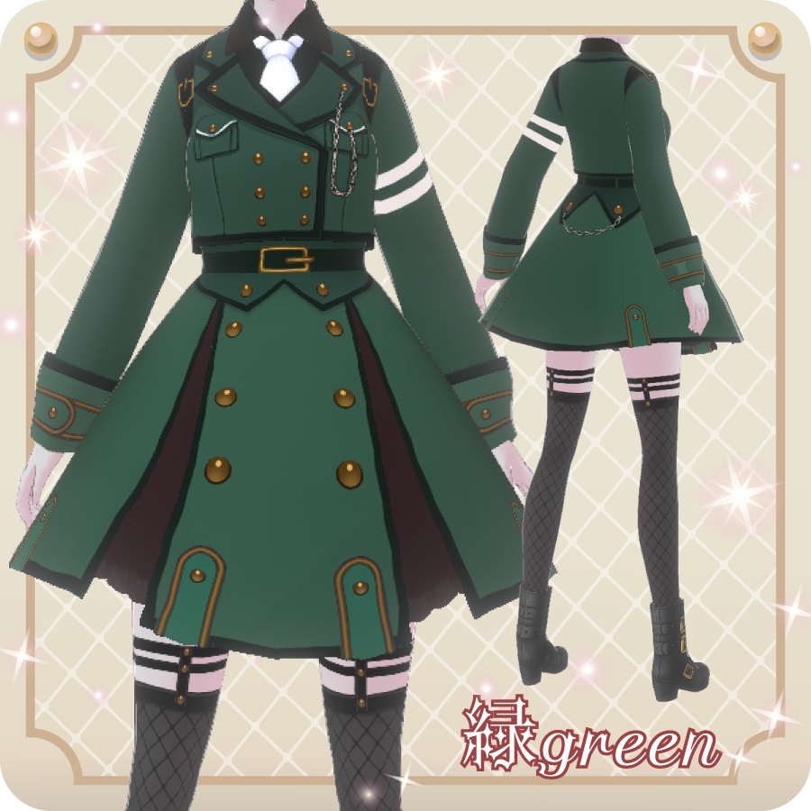 【VRoid用ドレスセット】ミリタリーワンピース(Militarydressclothes)