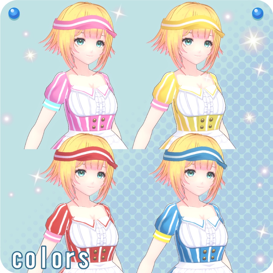 【VroidVRM】アメリカンダイナーウェイトレス4色(diner waitress 4 colors)